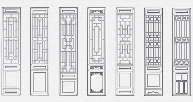 沁阳常用中式仿古花窗图案隔断设计图