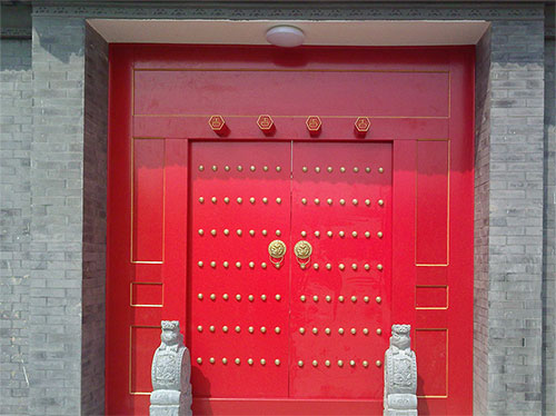 沁阳中国传统四合院系列朱红色中式木制大门木作